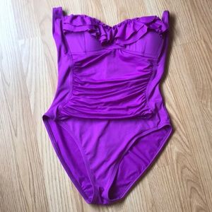 Cute Purple One Piece Swimsuit with ruffle